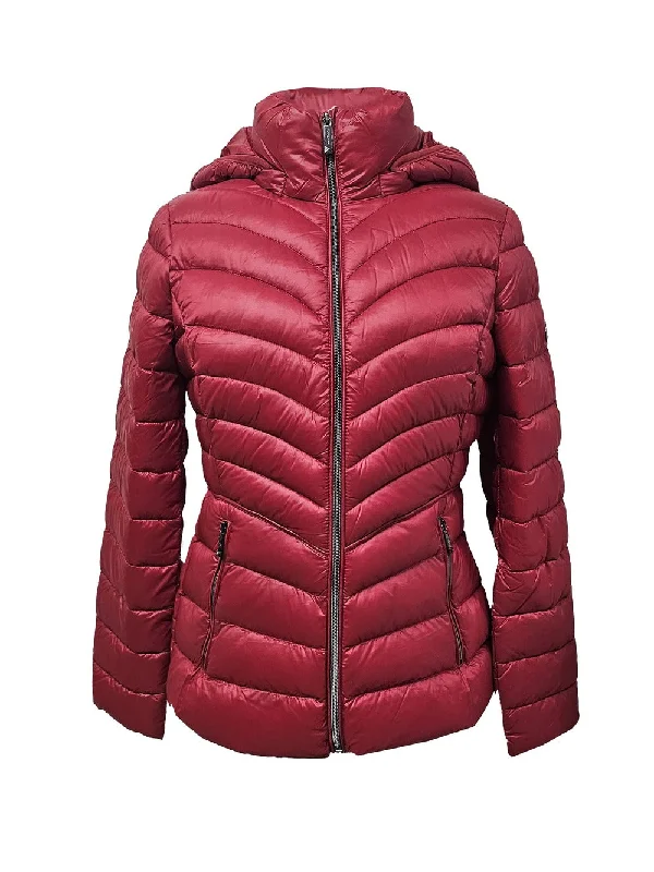 Deep Discounts Michael Michael Kors Women's Lightweight Down Packable Coat, Red