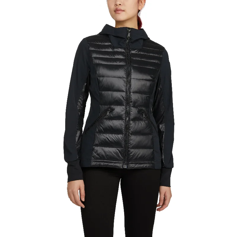 Blowout Deals Pajar Women's Cressy Mixed Media Channel Quilted Stretch Puffer