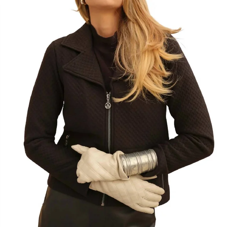 Discount Extravaganza Knit Collared Zip Jacket In Black
