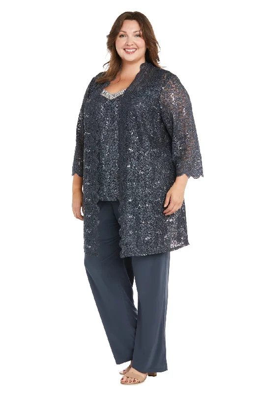 Lowest Price R&M Richards 3303W Long Formal Lace Sequin Plus Size Pant Suit