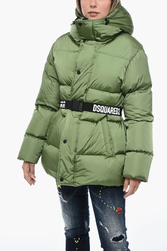 Mega Deal Dsquared2 Turtleneck Down Jacket with Logoed Belt