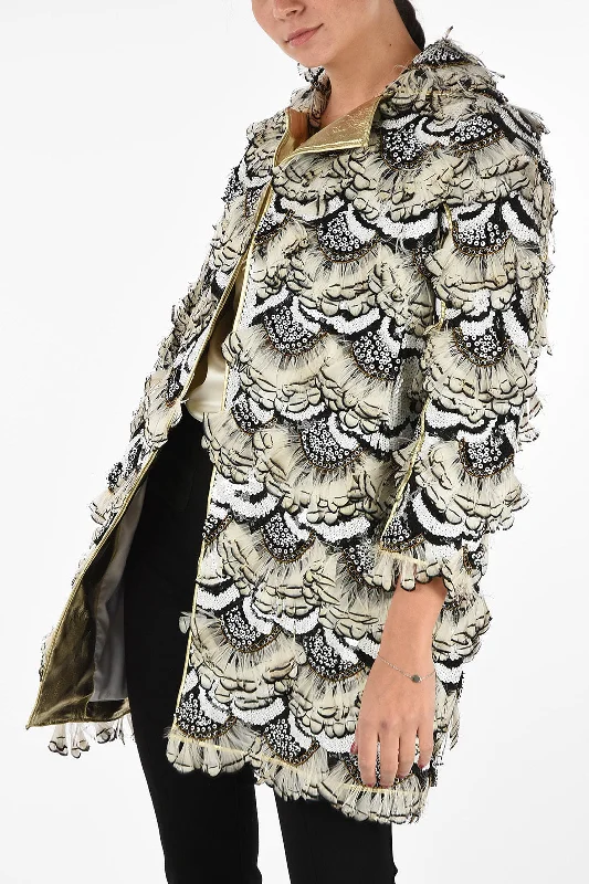 Online Exclusive Dsquared2 Sequined Coat with Feathers