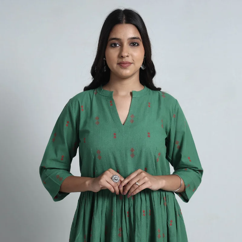 Special Buy Green - Exquisite Jacquard Cotton Dress