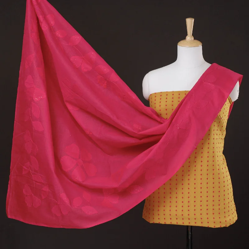 Unbeatable Prices Yellow - 2pc Jacquard Cotton Kurta with Applique Work Dupatta
