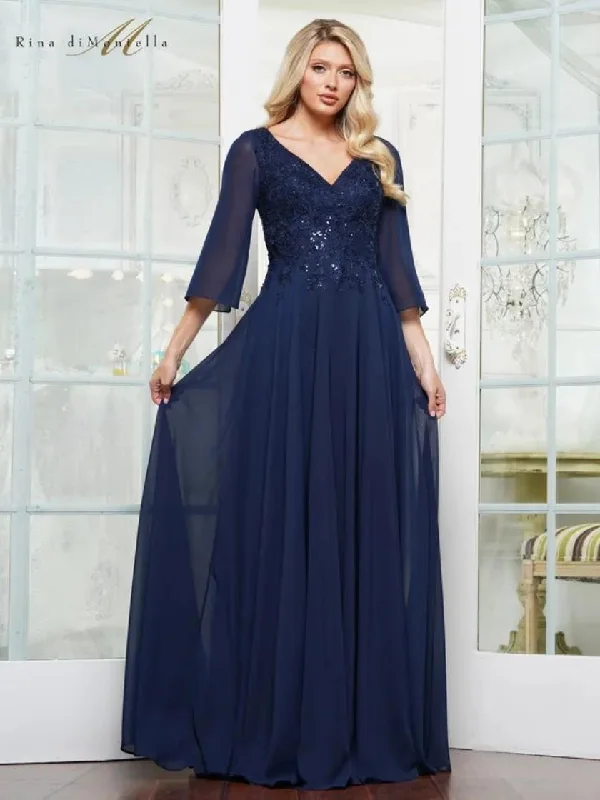 Year-End Sale Rina di Montella RD3241 Long Beaded Formal Plus Size Dress