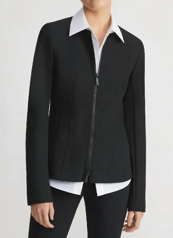 One-DAY Sale Zip Front Fitted Jacket In Black