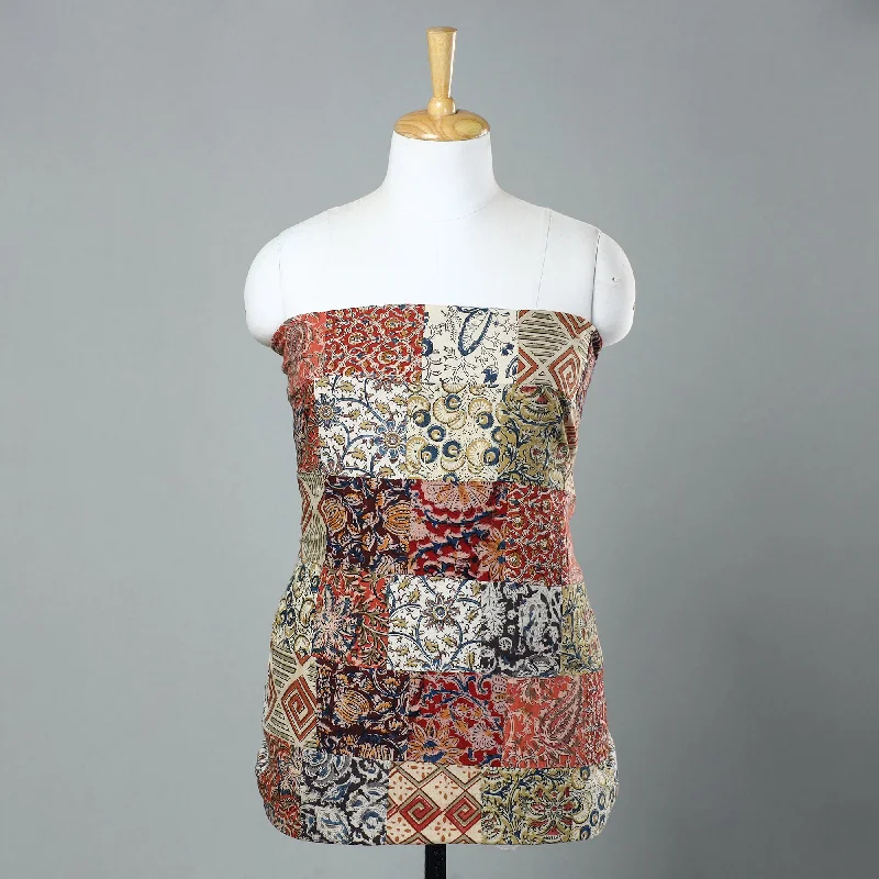 Deal Dash Multicolor - Kalamkari Block Printed Patchwork Cotton Kurta Material - (2.6 meter) 04