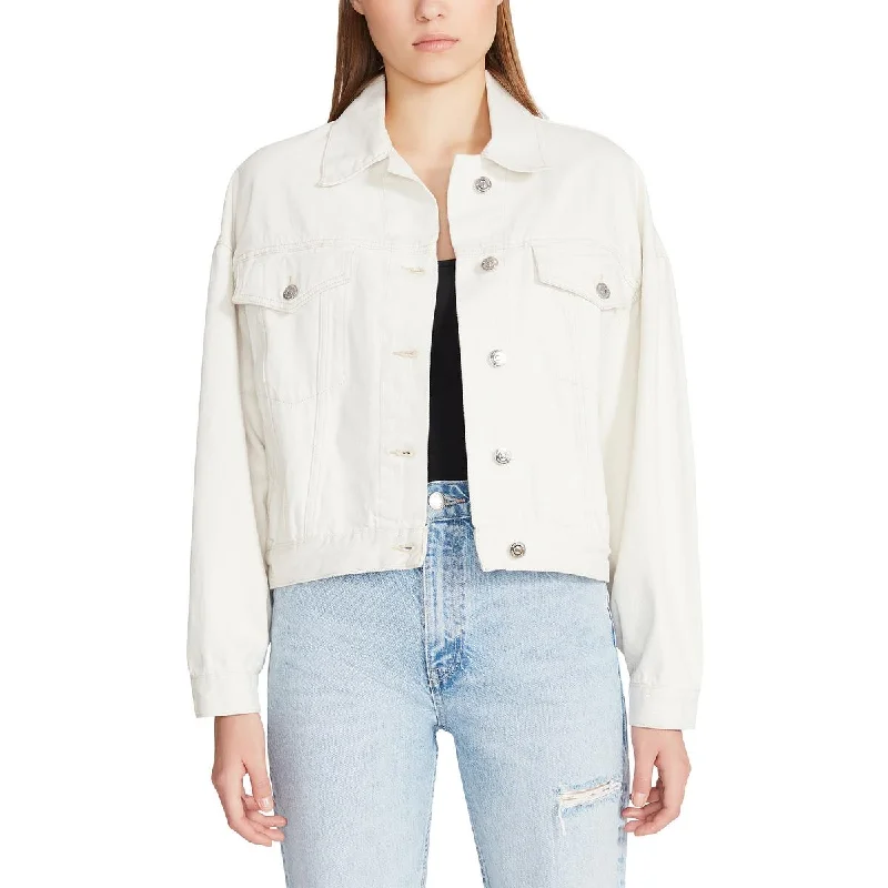 Stock Up and Save Womens Box Pleat Collared Denim Jacket