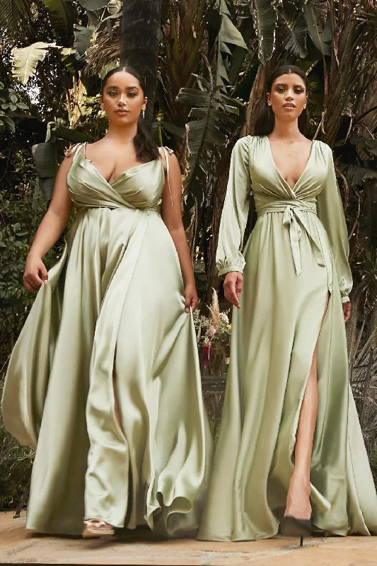 Super Sale Cinderella Divine CD7475 Formal Long Sleeve Dress Evening Gown Sage