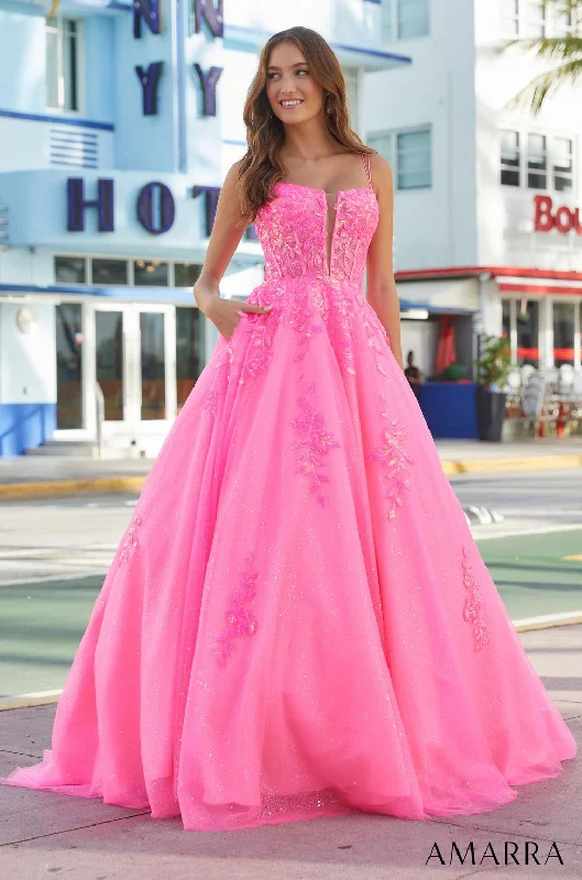 Shop and Save Amarra 88574 Long Ball Gown Sequin Applique Prom Dress