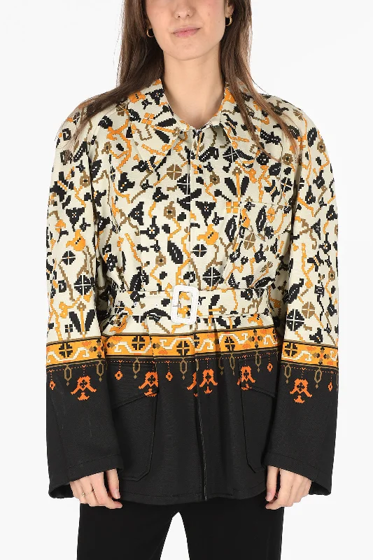 Price Break Maison Margiela MM0 hidden closure Geometric Patterned jacket with belt