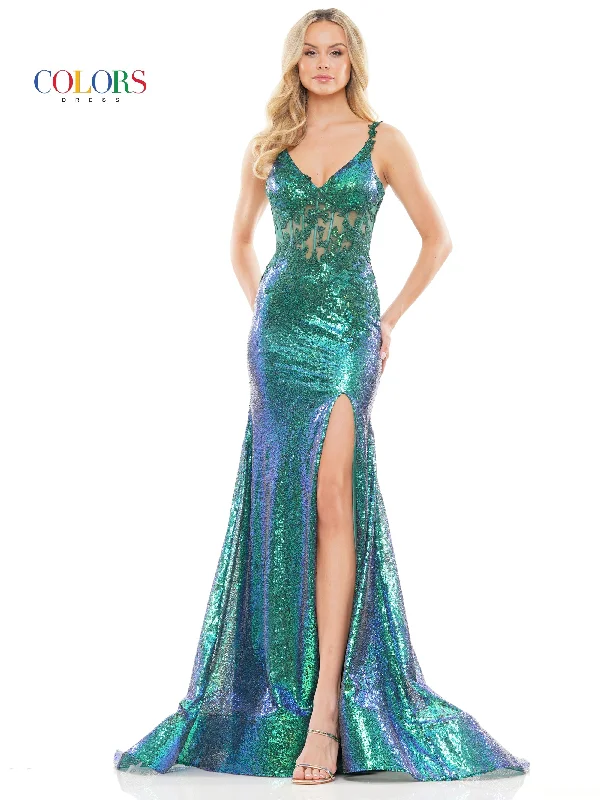 Super Bargain Colors 2848 Colors Long Spaghetti Strap Prom Dress Green