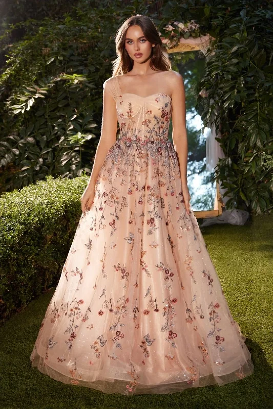Unmissable Offer Andrea & Leo A1289 Floral A Line Long Formal Prom Dress