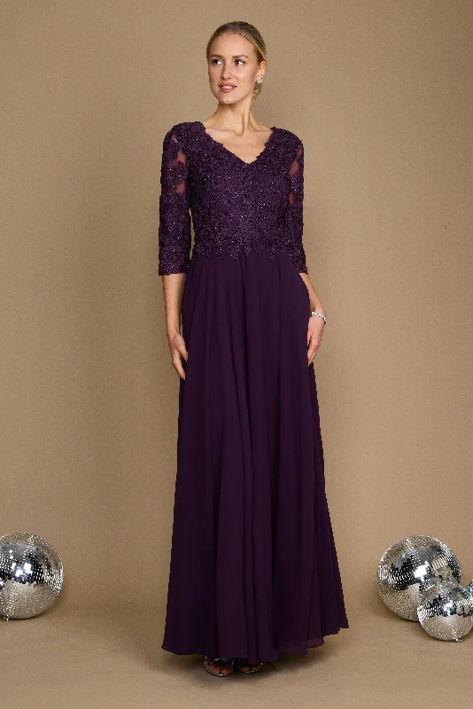 Shop and Save Long Formal Mother of the Bride Dress Eggplant