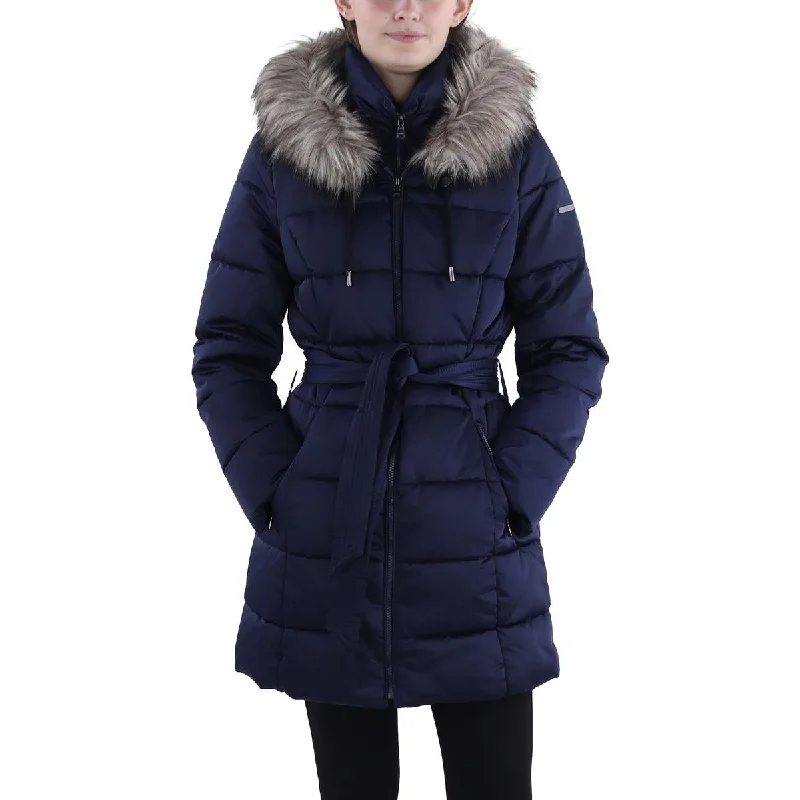 Crazy Deals Womens Faux Fur Trim Hooded Puffer Jacket