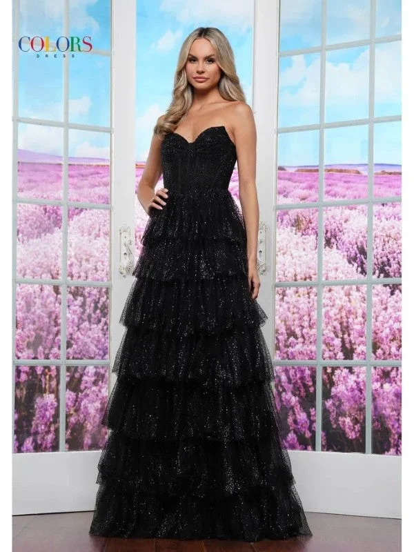 Members Only Colors 3477 Long Ball Gown Formal Ruffle Prom Dress