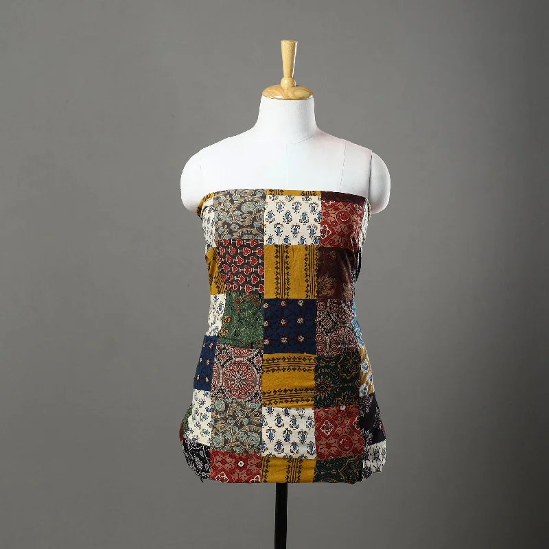 Reduced Prices Multicolor - Patchwork Ajrakh Print Cotton Kurta Material (3.2m) 26