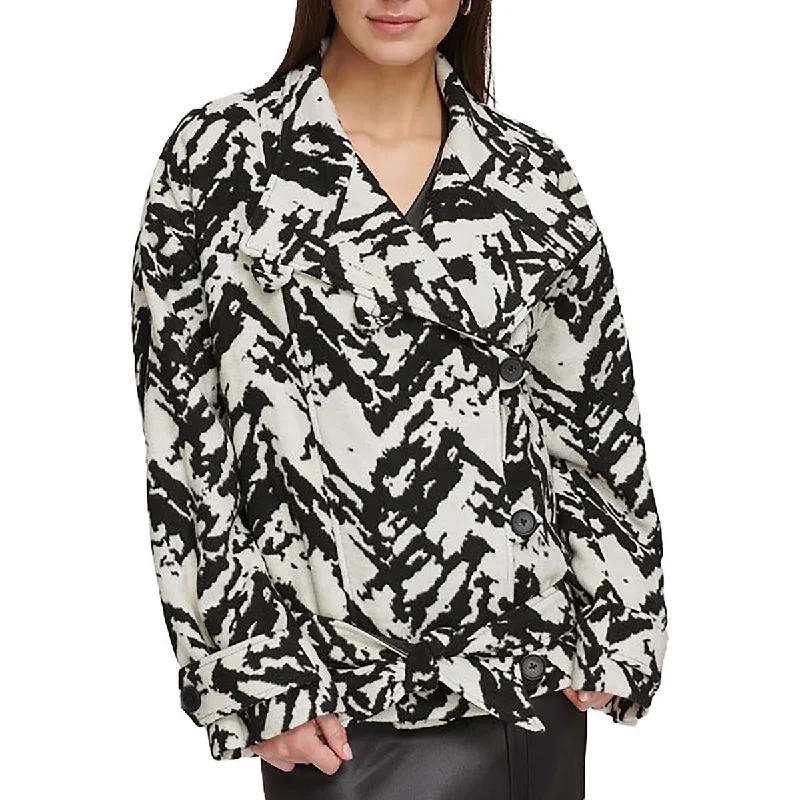 Savings Event Womens Jacquard Printed Trench Coat