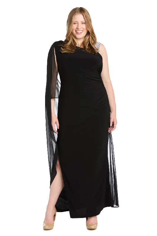 Super Bargain R&M Richards 6634W Long Slit Formal Plus Size Cape Dress