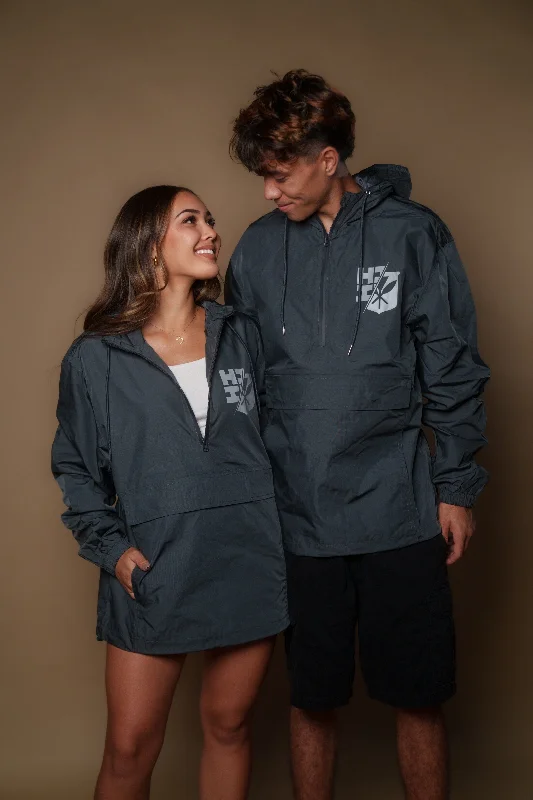 One-DAY Sale GRAY LOGOS RAIN JACKET
