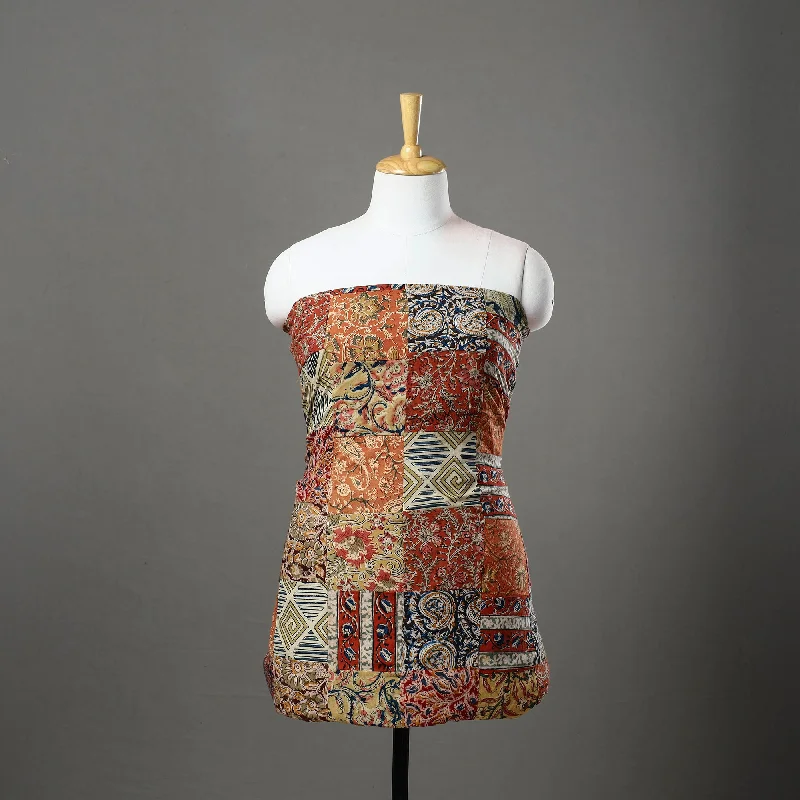 Deep Discounts Multicolor - Patchwork Cotton Kalamkari Kurta Material (3.2m) 02