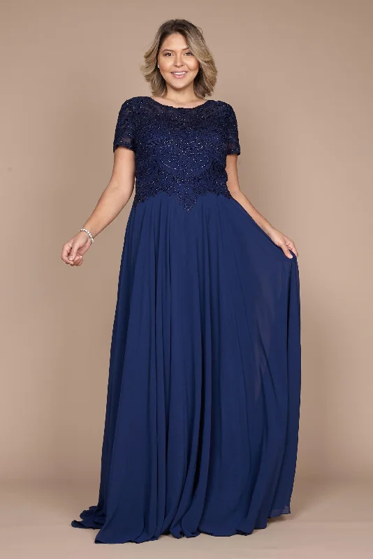 Value Deals Short Sleeve Formal Mother of the Bride Dress Navy