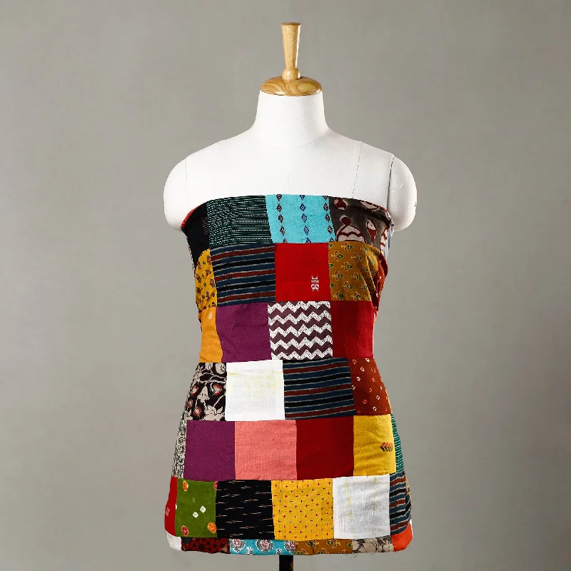 Huge Savings Multicolor - Handmade Tukdi Kaam Patchwork Cotton kurta Material - (2.2 meter) 31