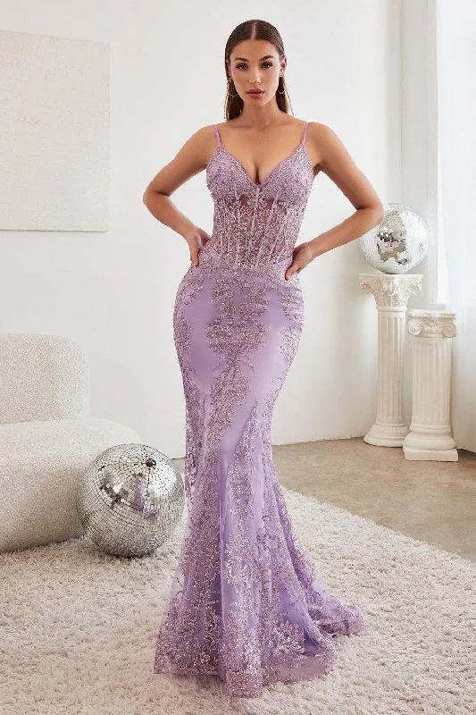 Final Clearance Cinderella Divine J810 Formal Long Corset Prom Dress Lavender