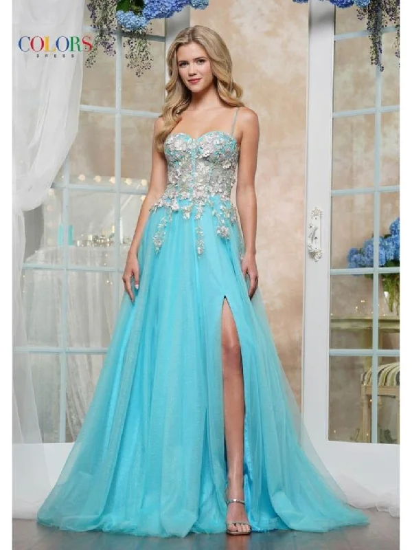 Weekend Flash Sale Colors 3496 A Line Long Formal Floral Prom Dress