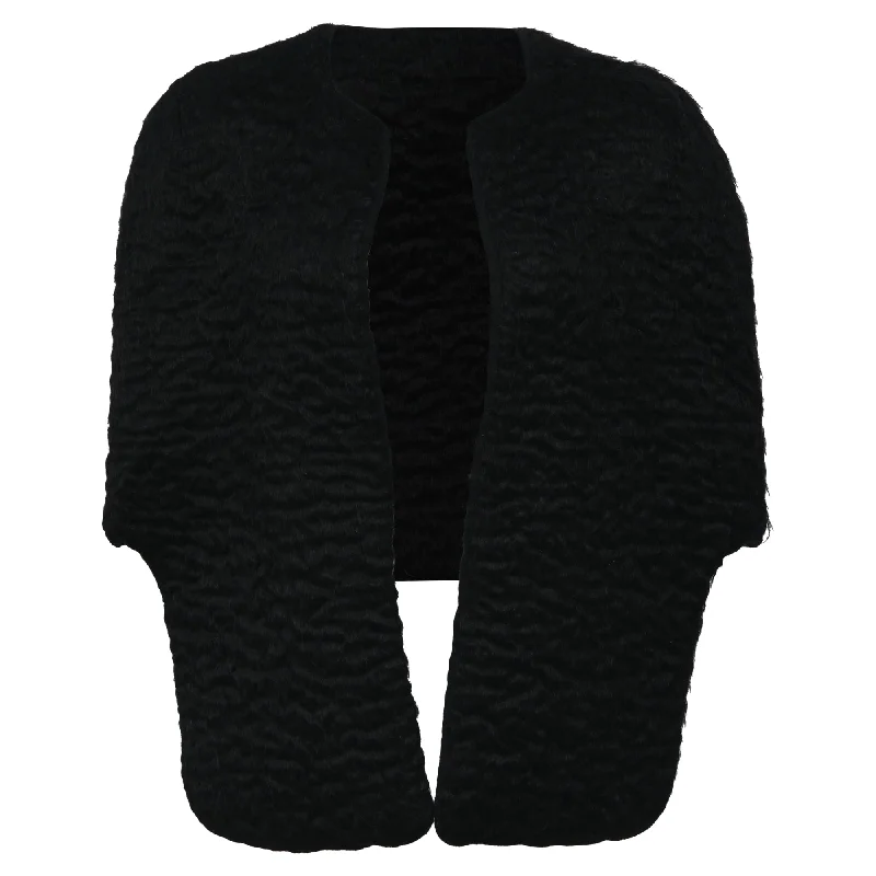 Stock Up and Save Maison Margiela Open Cape Jacket in Black Mohair Wool