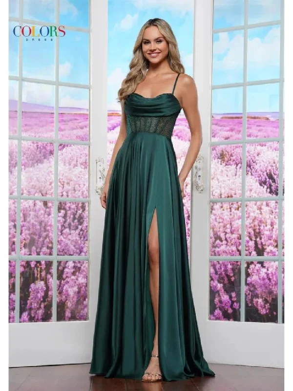 Closeout Colors 3431 Long Formal Evening Slit Prom Dress