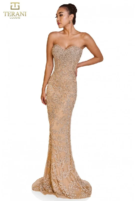 Discount Extravaganza Terani Couture 251GL4346 Fitted Long Evening Formal Prom Dress