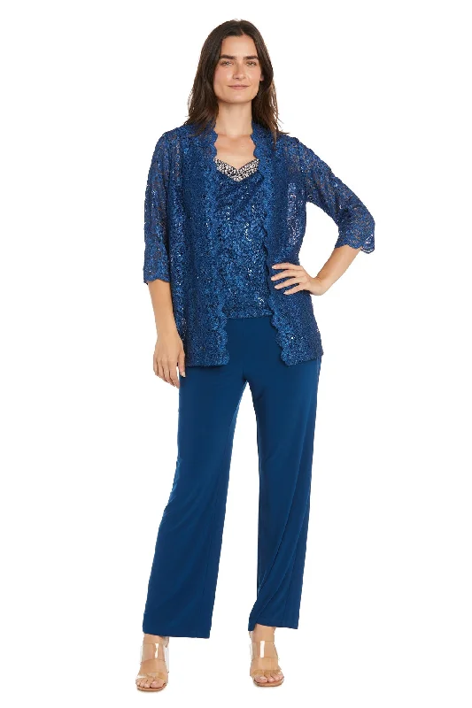 Value Deals R&M Richards 3303P Long Formal Lace Sequin Petite Pantsuit