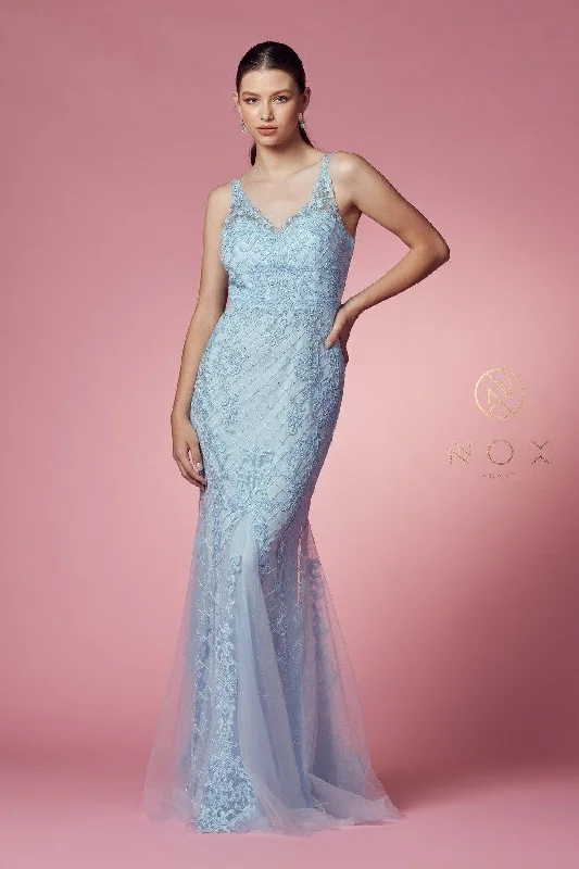 Exclusive Offers Long Formal Sleeveless Mermaid Prom Dress Light Blue