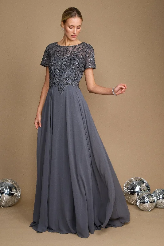 Time-Limited Offer Short Sleeve Formal Mother of the Bride Dress Charcoal