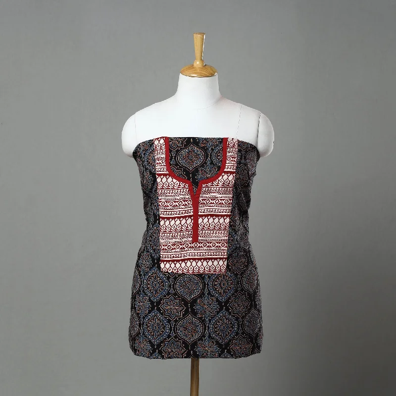Don’t Miss Out Black - Ajrakh Print Cotton Patchwork Kurta Material (3m) 02