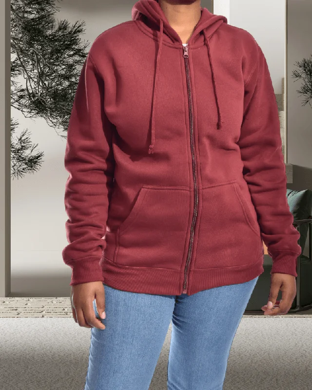 Hot Deal Maroon Unisex Hooded Jacket