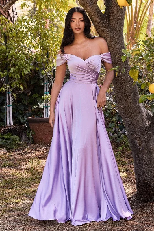 Best Bargains Cinderella Divine 7493C Plus Size Long Off Shoulder Dress Lavender