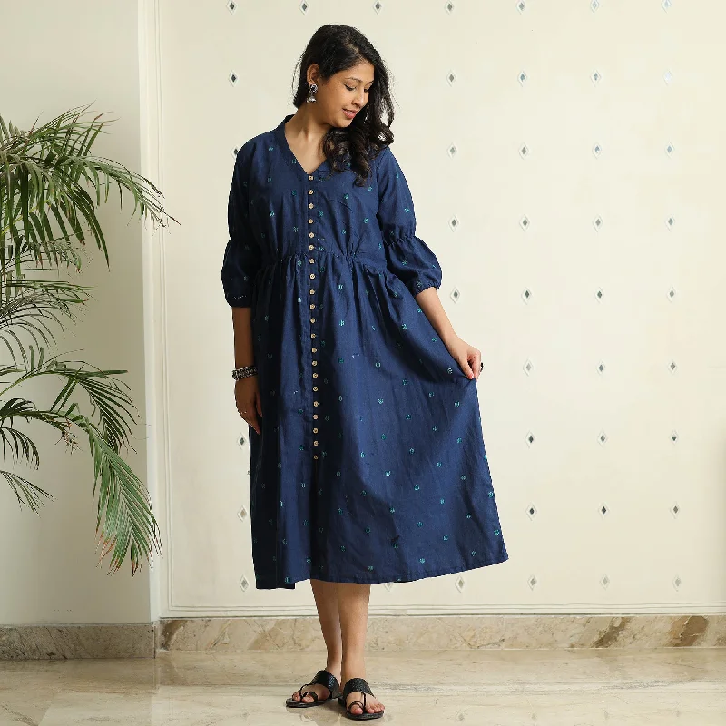 Best Seller Blue - Jacquard Cotton Flared Gher Dress