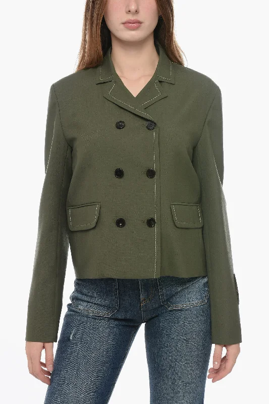 Price Reduction Marni Cropped Double-breasted Blazer with Visible Stitching