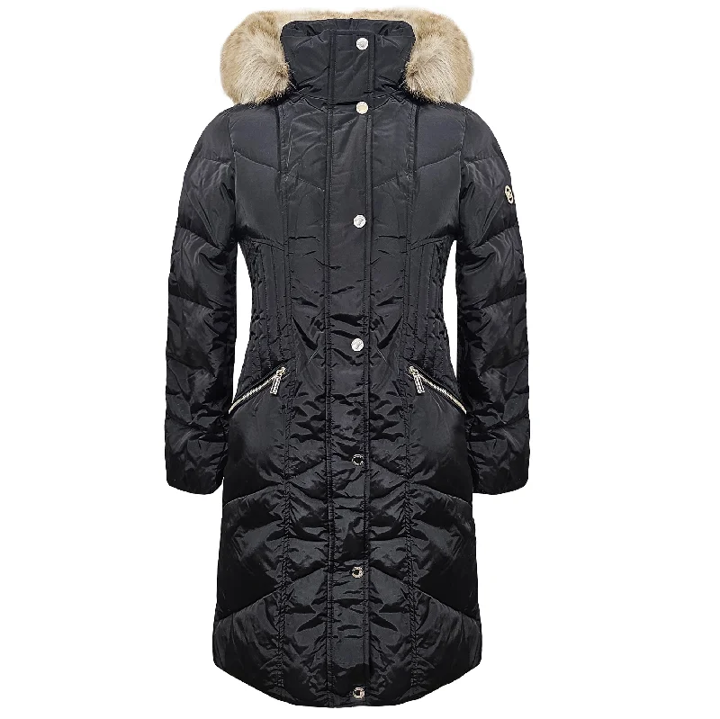 Daily Deals Michael Michael Kors Women's Chevron 3/4 Down Puffer Coat, Black