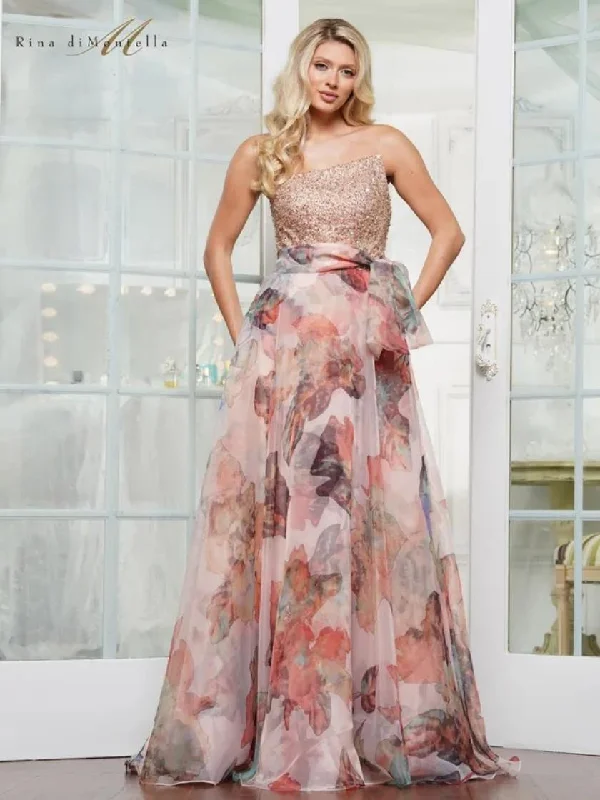 Hot Deal Rina di Montella RD3213 Long Floral Print Formal Plus Size Dress