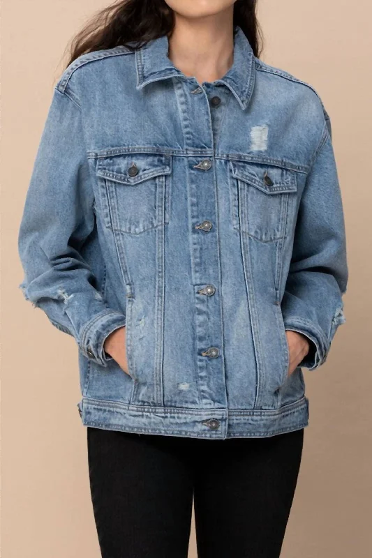 Super Bargain Women's Risa Oversized Denim Jacket In Light Blue