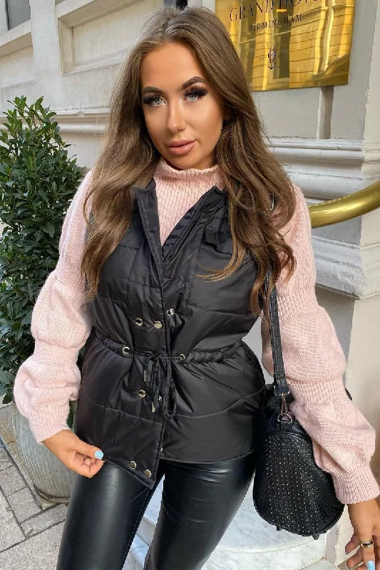 Final Clearance Black Front Pocket Padded Gilet - Carleigh