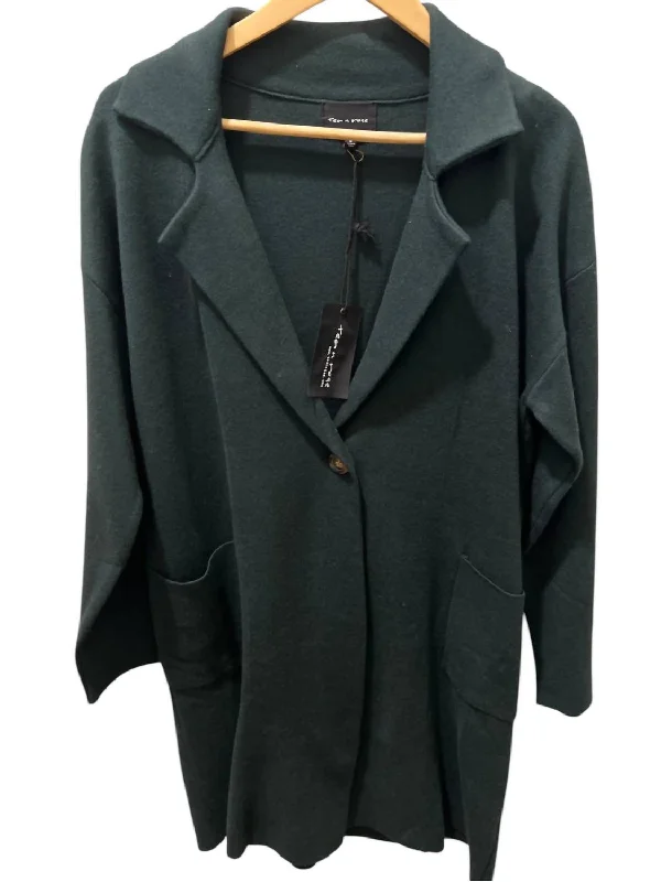 Bargain Blast Women's Wide Collar Coat In Deep Green