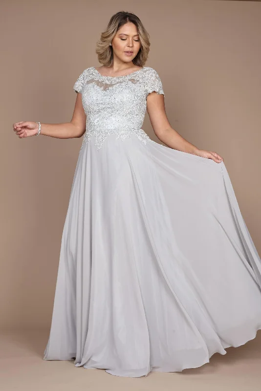 Great Deals Short Sleeve Formal Evening Dress Silver