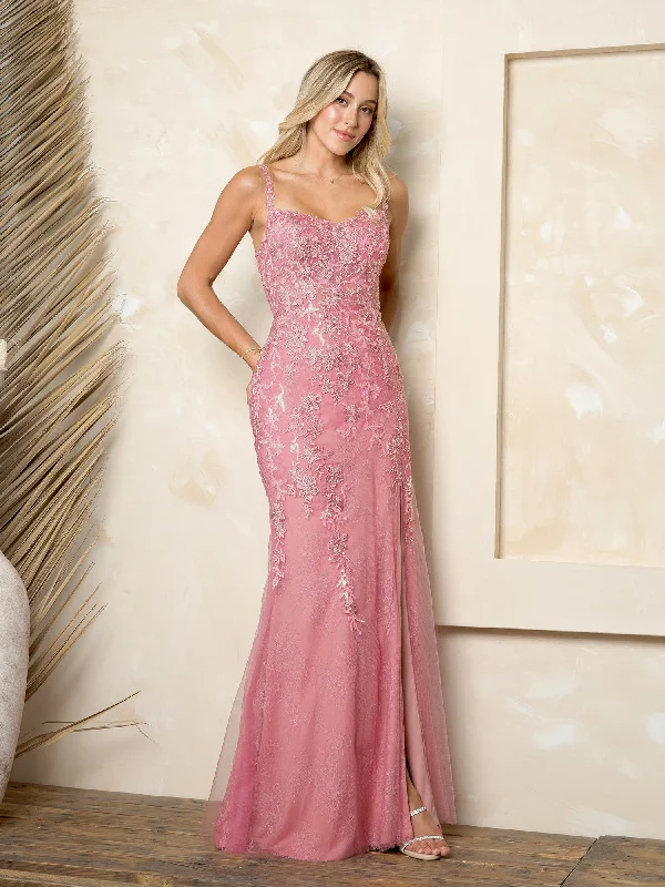 Buy More, Save More Eva Fashion 5259 Long Slit Lace Formal Prom Dress