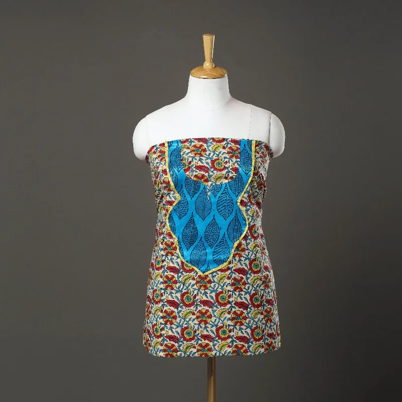 Fantastic Offers Multicolor - Sanganeri Print Cotton Patchwork Kurta Material (3m) 03