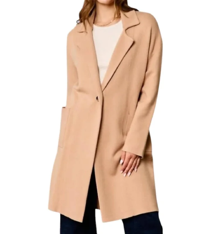 Grand Opening Sale Wide Collar Coat In Latte
