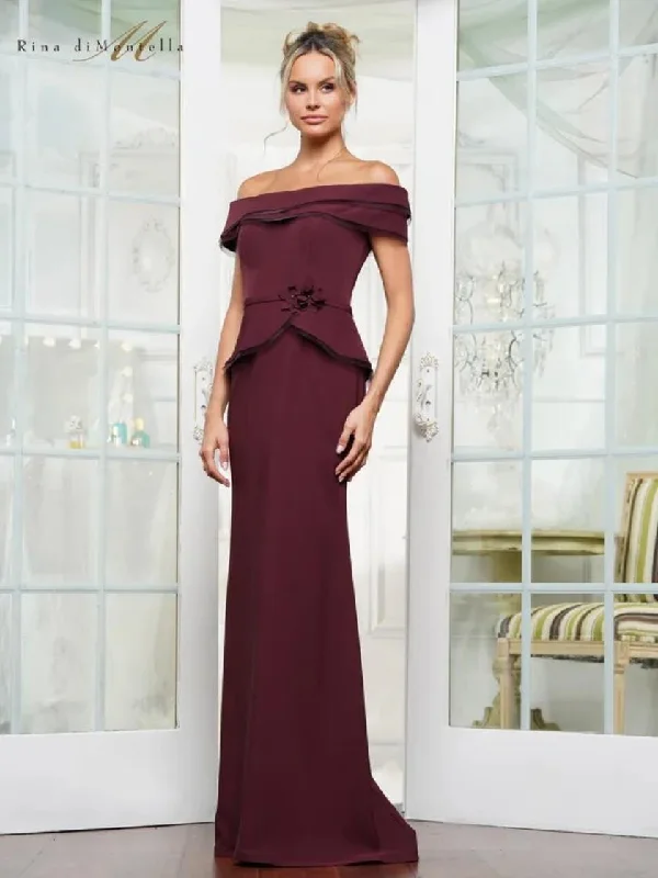 Inventory Reduction Rina di Montella RD3256 Fitted Peplum Long Fomal Plus Size Dress